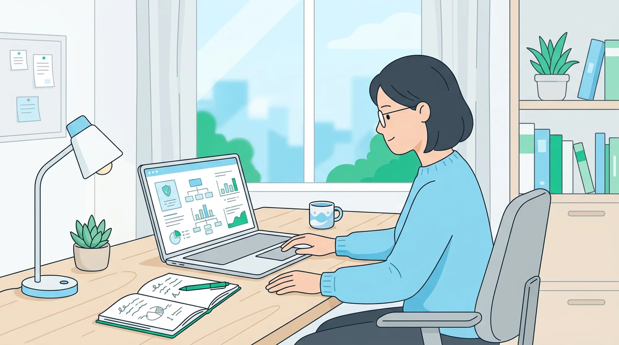 Nauka przy laptopie — ilustracja do wpisu o klauzulach OC i AC